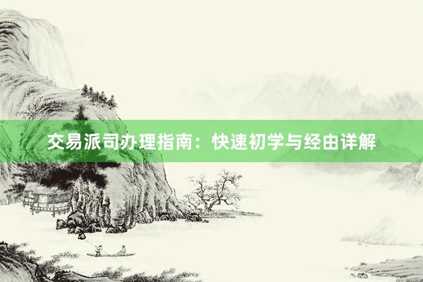 交易派司办理指南：快速初学与经由详解